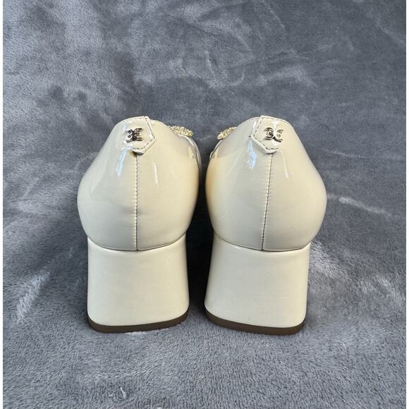 Sam Edelman Cream Patent Gold Buckle Pump Woman's Sz 8 EUC - Picture 3 of 9